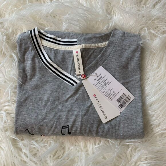 NWT "Meow or Never" Gray Kitty Cat Short Sleeve Sleepshirts Nightgown pajamas L - Picture 6 of 11